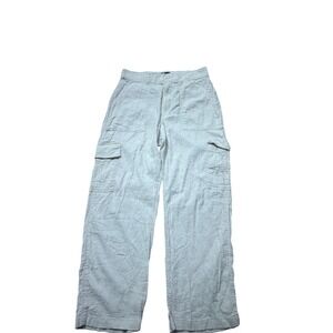 Hollister Womens‎ Size L High Rise Vintage Baggy Cargo Pants Linen Blend Beige